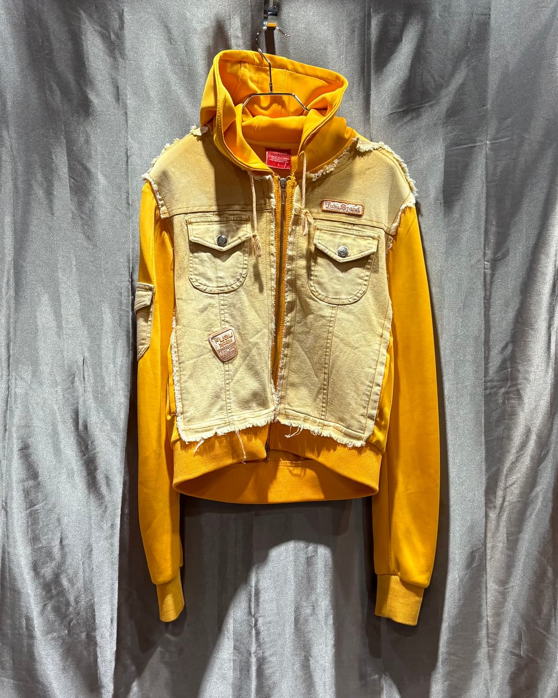 L FUBU 푸부 투포켓 데님 믹스 옐로우 후드집업 상품이미지3
