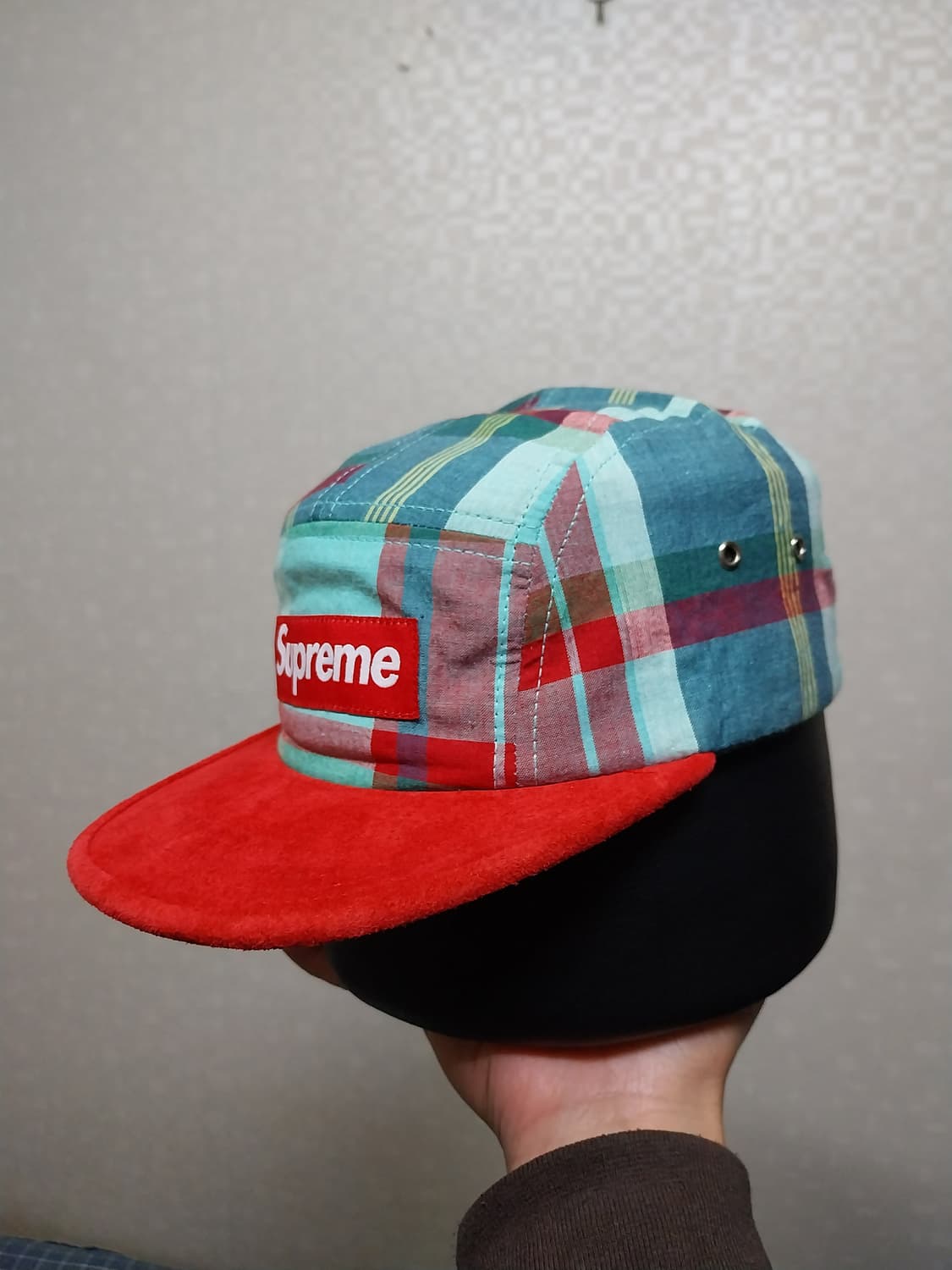 슈프림 체크 캠프캡 상품이미지3