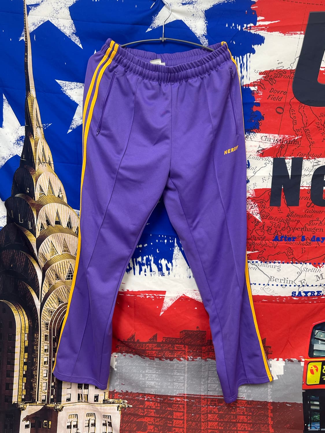 s급 널디 퍼플 옐로우 와이드 트레이닝팬츠 M95 상품이미지1