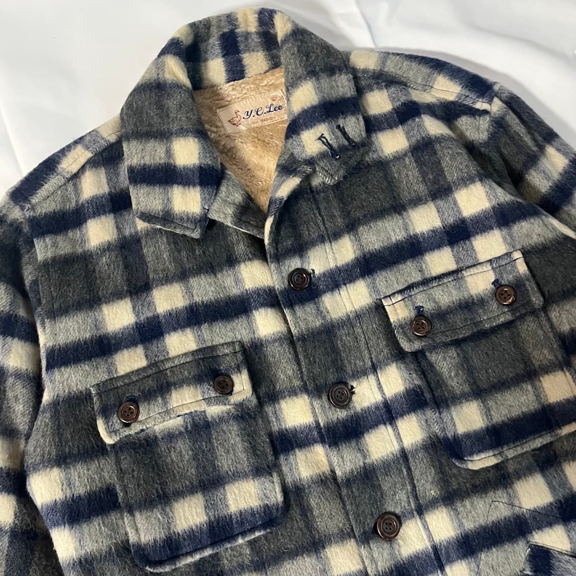 y.c.Lee 블루체크 울 자켓 상품이미지2