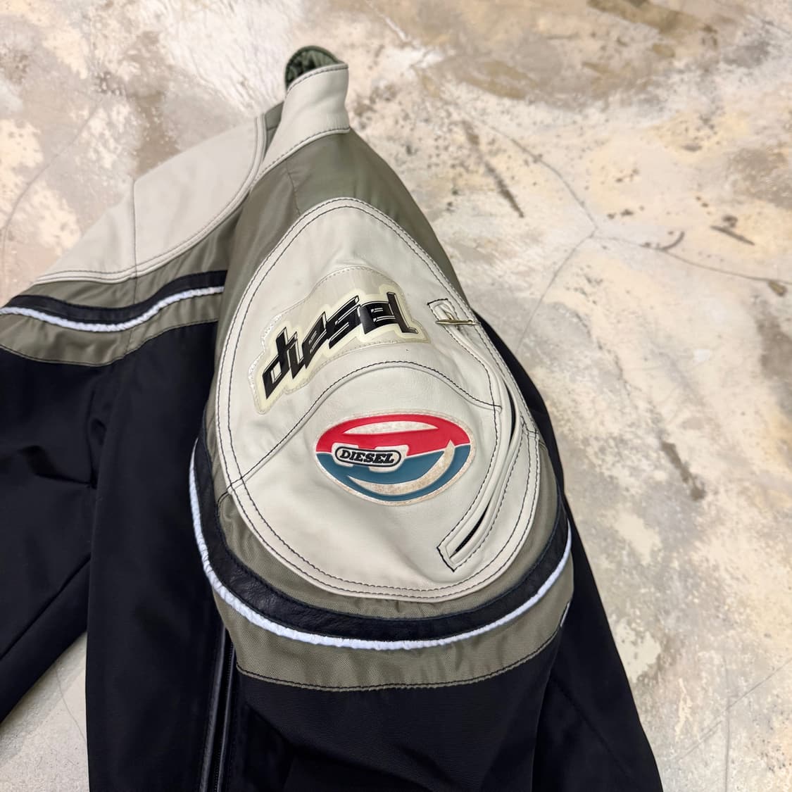 디젤 90's 모터사이클 라이더 자켓 블랙/카키 상품이미지7
