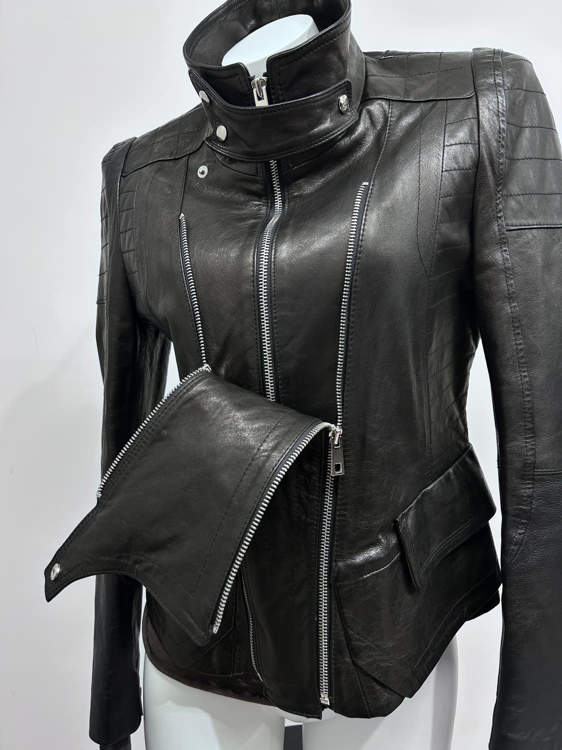 더블 지퍼 퀼팅 이탈리안 램스킨 자켓 상품이미지5