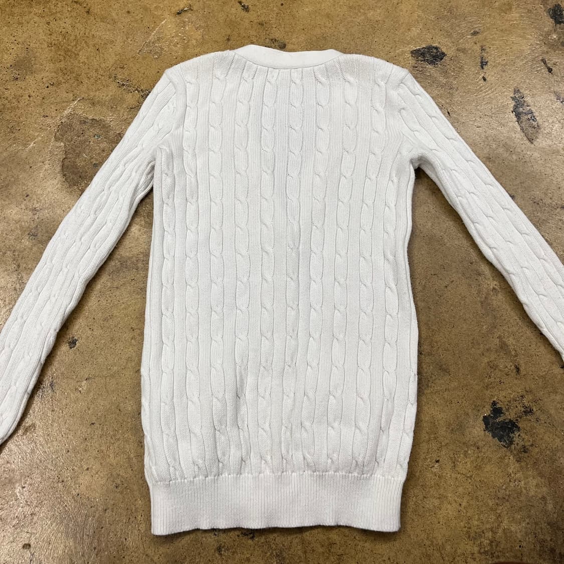 폴로 랄프로렌 화이트 꽈배기 브이넥 니트 가디건  상품이미지4