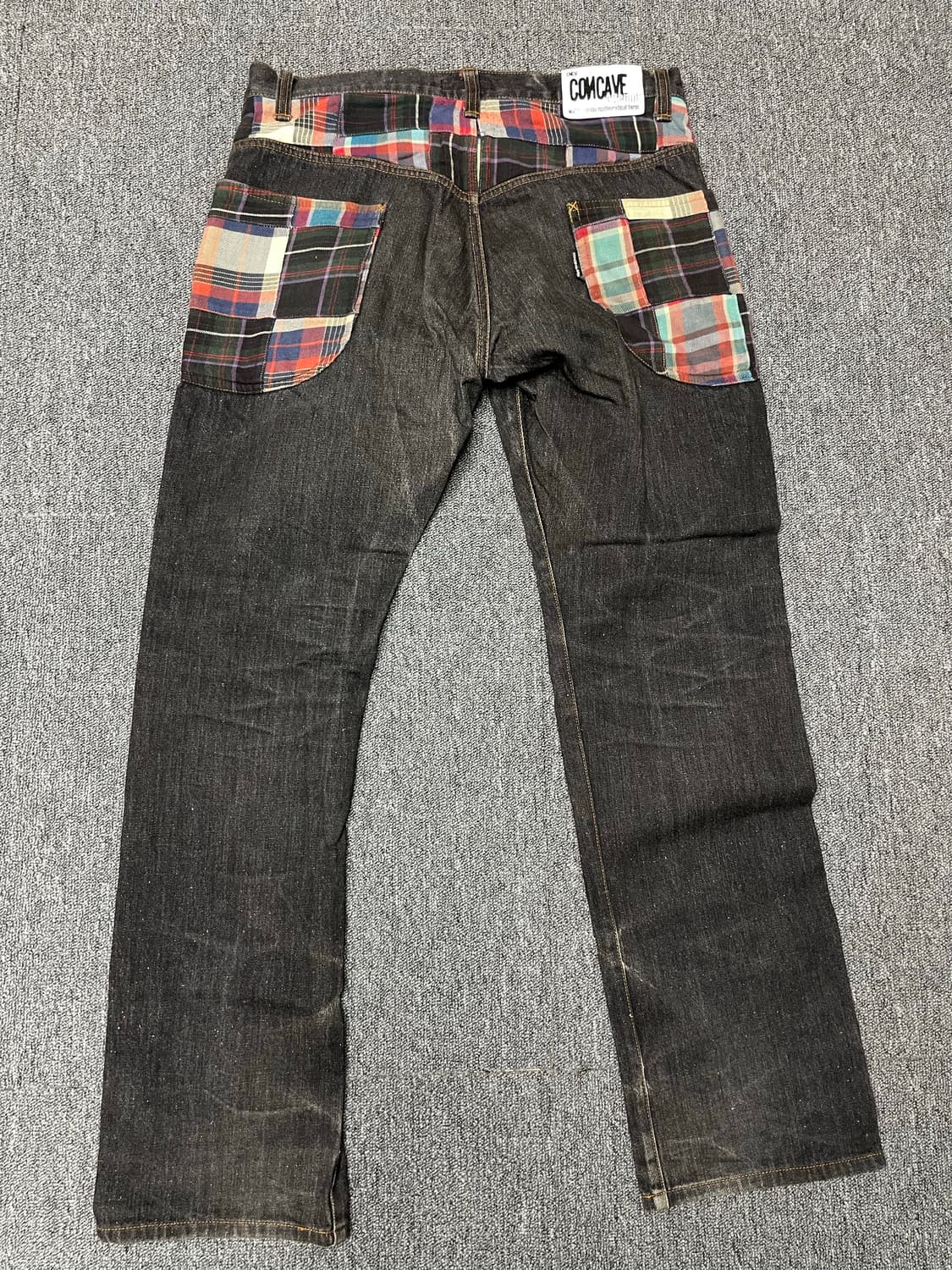 CONCAVE 체크 패치 블랙 데님 팬츠 (30-32 추천) 상품이미지3