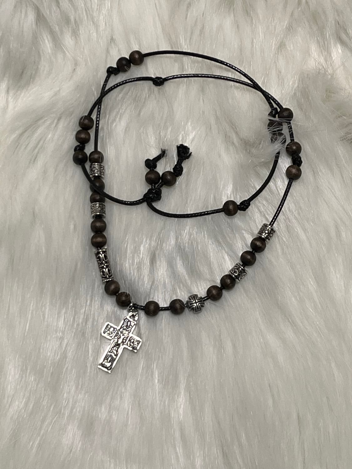 오리엔탈 묵주 가죽끈 목걸이 상품이미지1