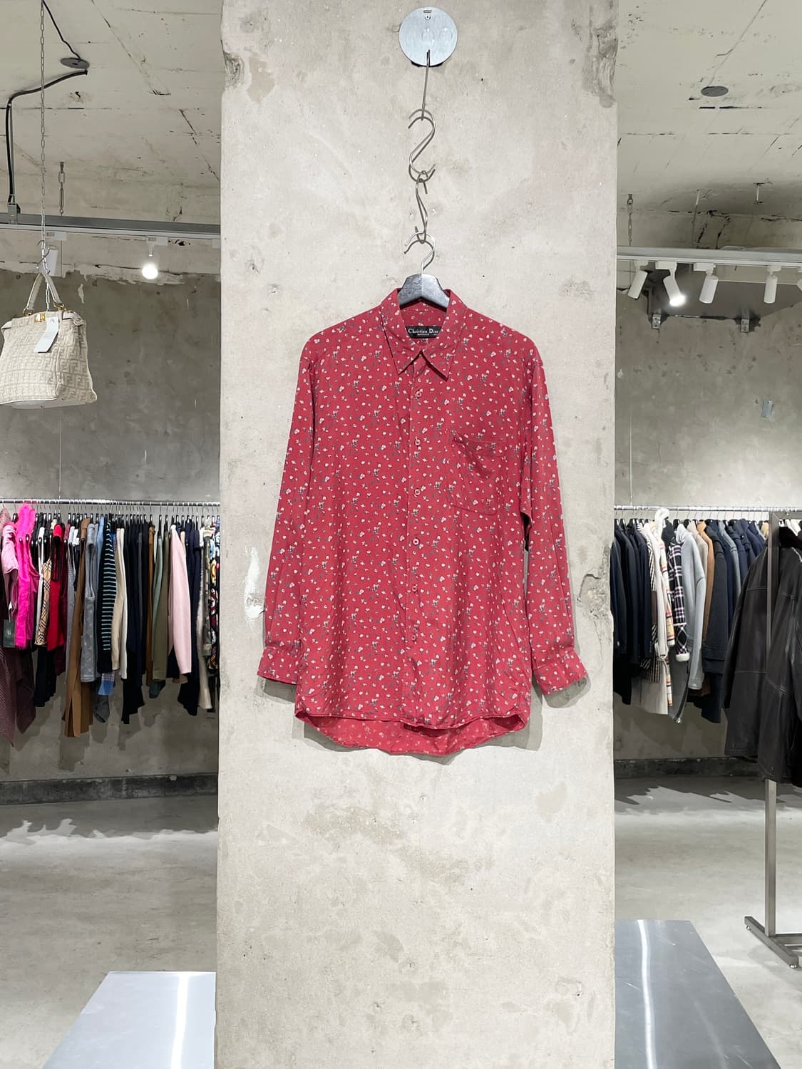 크리스찬 디올 무슈 레드 싱글 포켓 실크 셔츠 상품이미지1