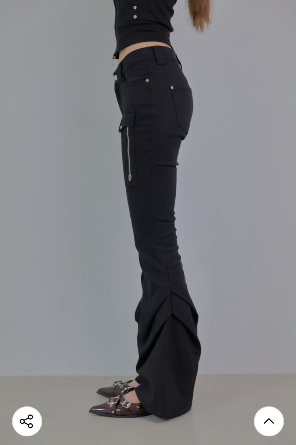 (1) 511비전 AXIS 핀턱 로우라이즈 부츠컷 셔링 팬츠 새상품 상품이미지3