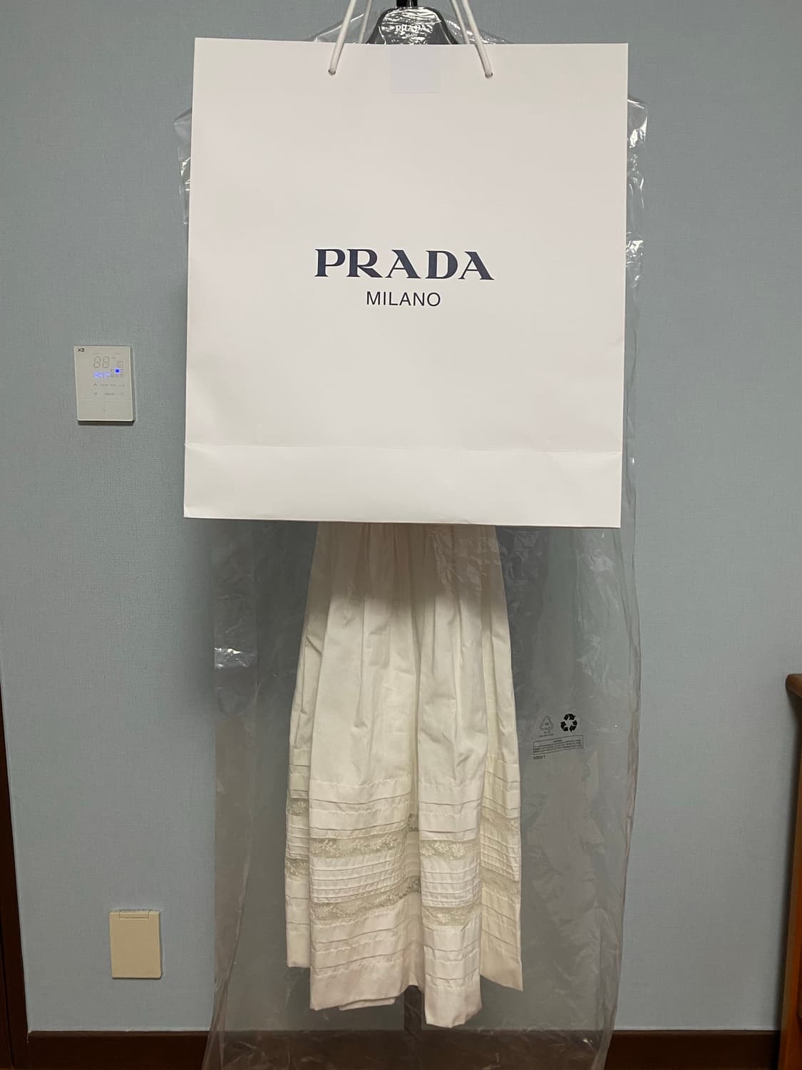 [36] 프라다 PRADA 인타르시아 포플린 드레스 화이트 상품이미지10
