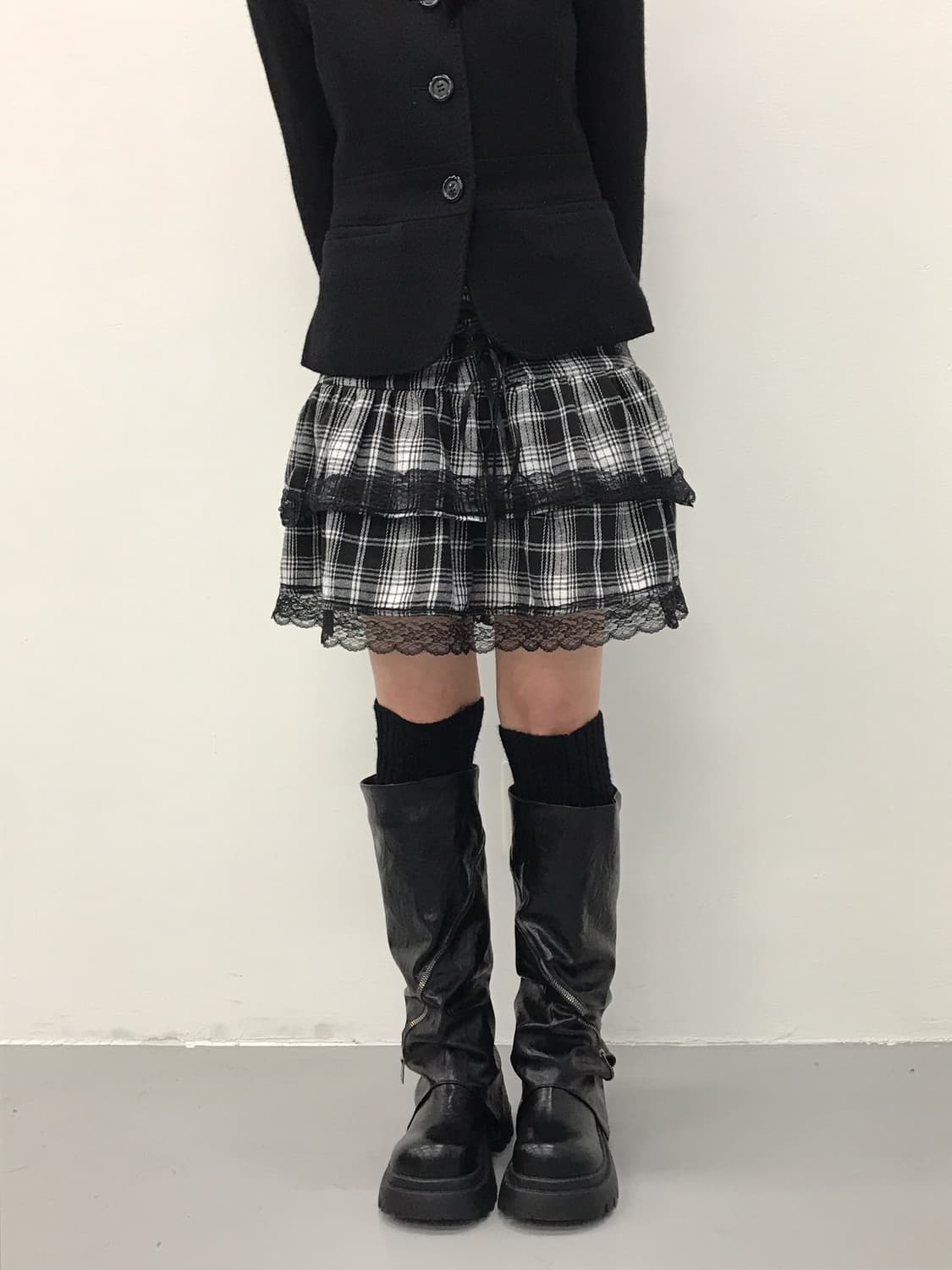 ROMWE Punk Lace-up Tartan Mini Skirt 상품이미지2