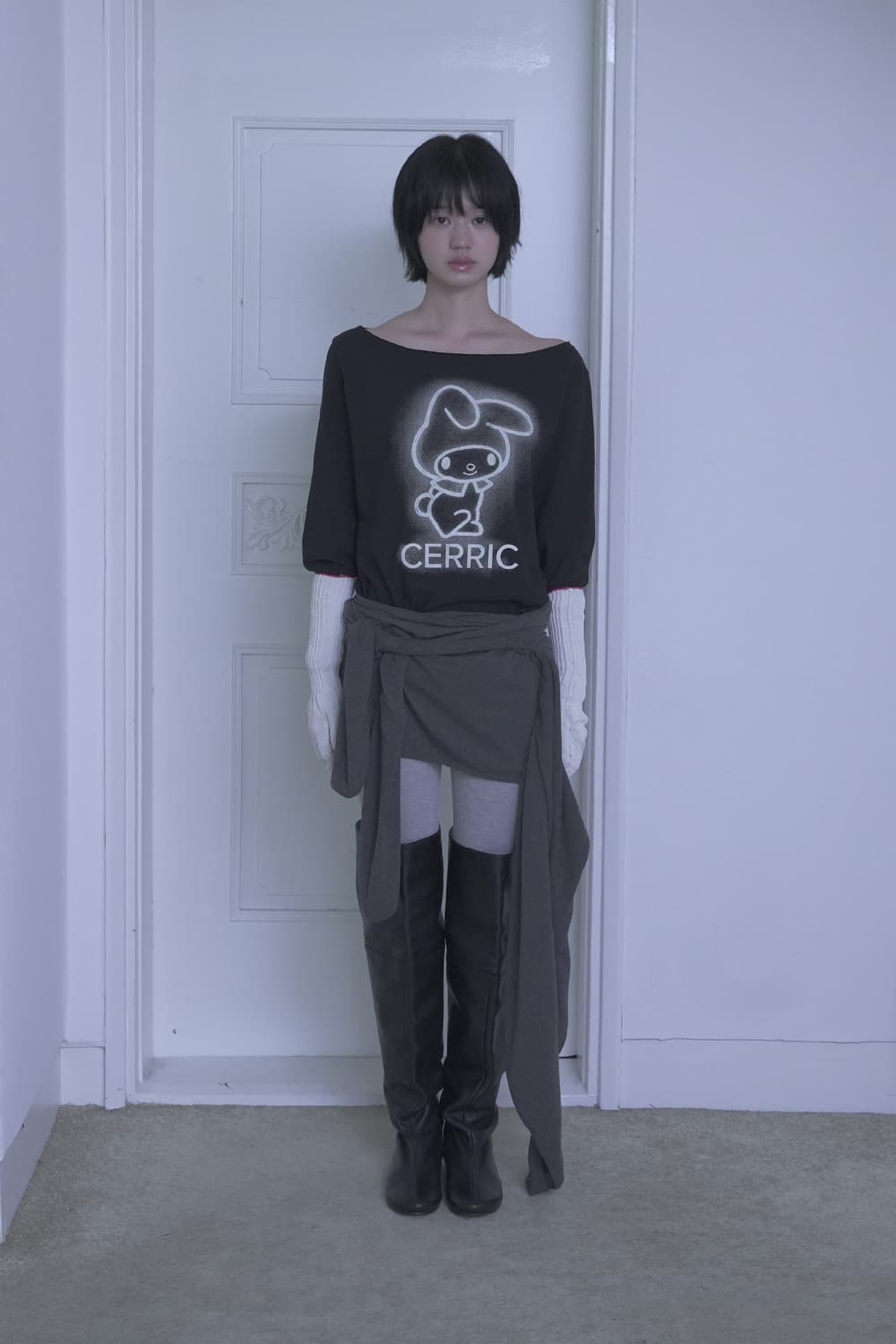 세릭 마이멜로디 My Melody Cut Out Top Black 산리오 상품이미지7