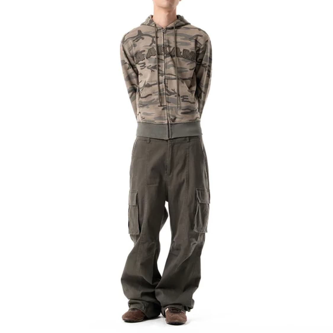 아캄 Washed Semi Wide Cargo Pants 카키 상품이미지1