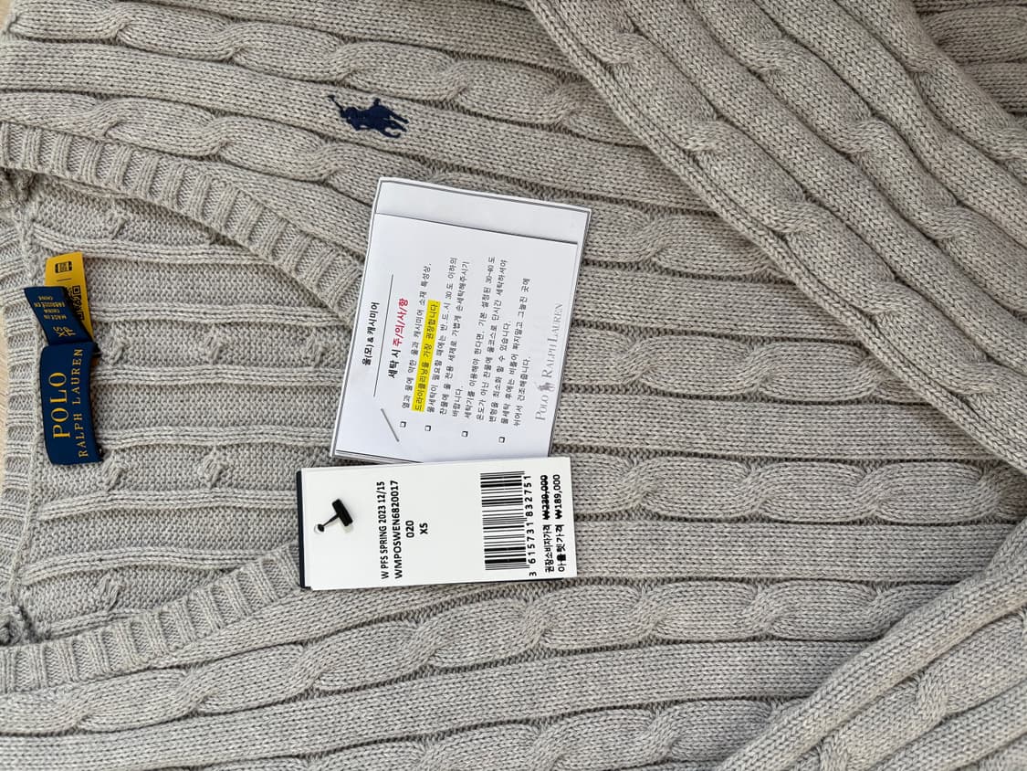 폴로 여성 브이넥 꽈배기 니트 XS 상품이미지3