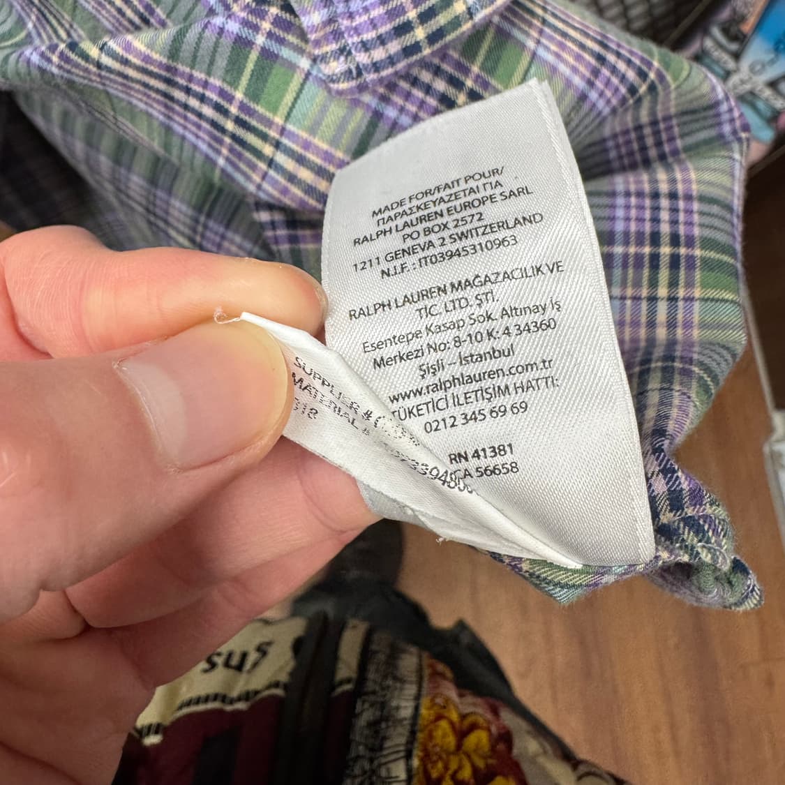 폴로 랄프로렌 긴팔 체크 셔츠 네이비 포니 로고 포인트 퍼플그린 상품이미지7