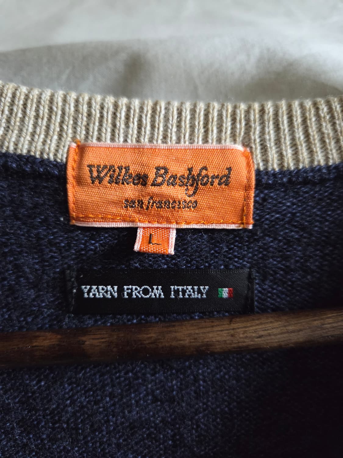 Wilkes Bashford 배색 버튼 니트 베스트 네이비 L 100 상품이미지3