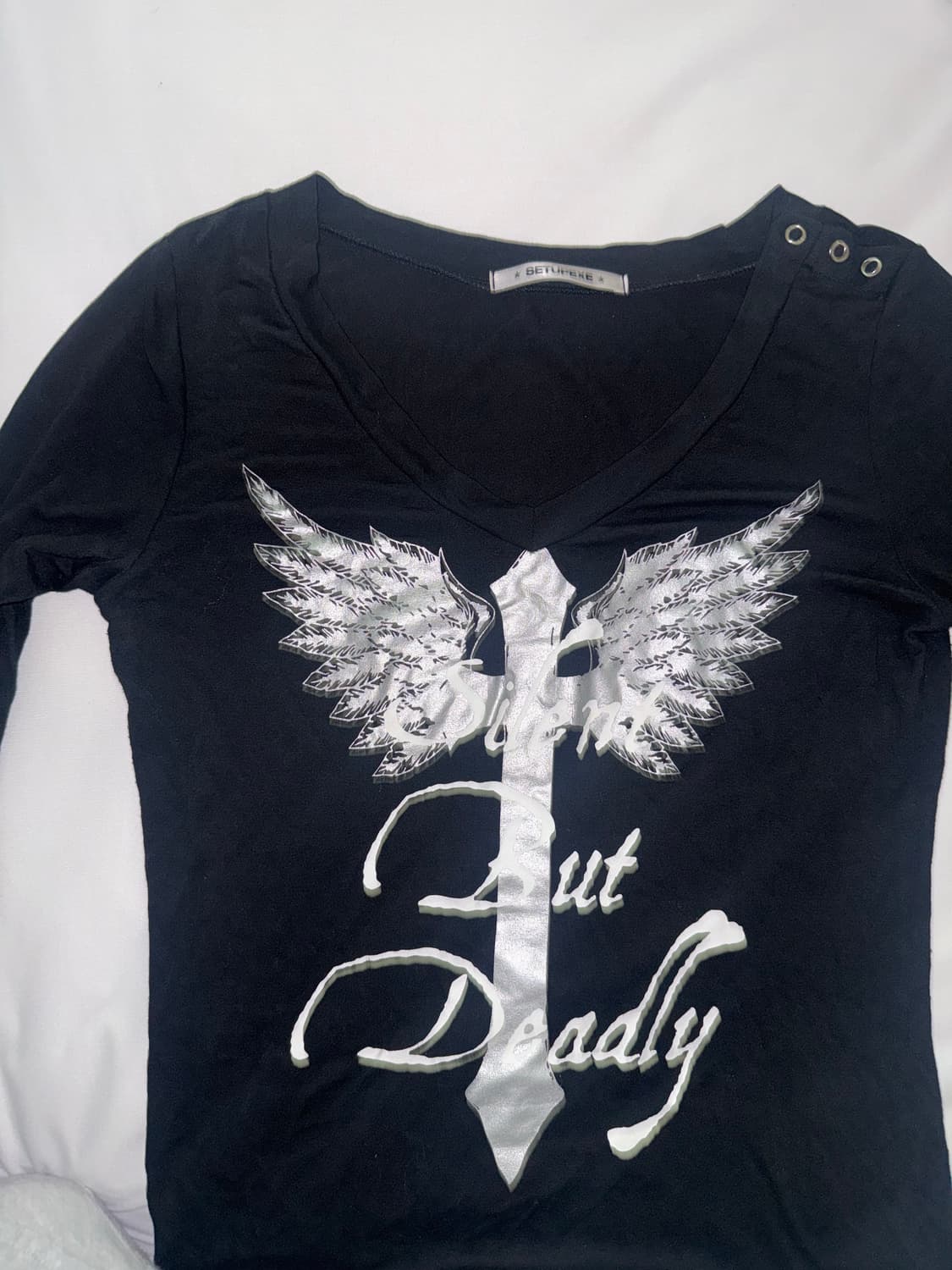 셋업이엑스이 V-NECK CROSS TOP / BLACK OS 상품이미지6