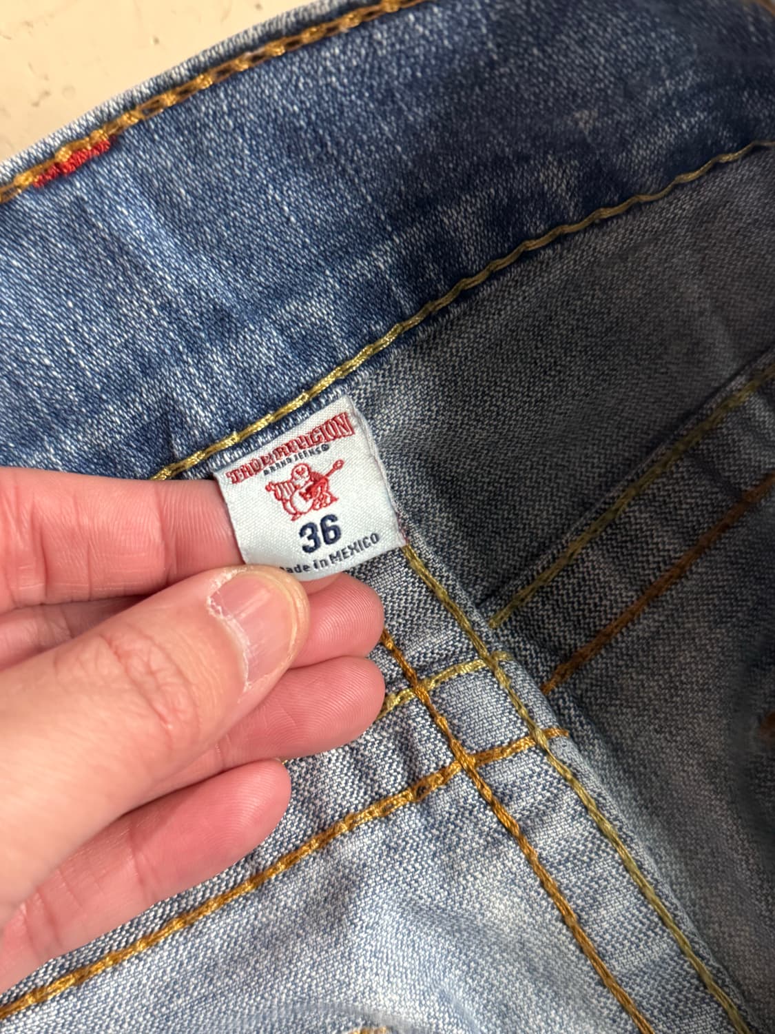 트루 릴리전 워싱 스트레이트핏 데님팬츠 상품이미지5