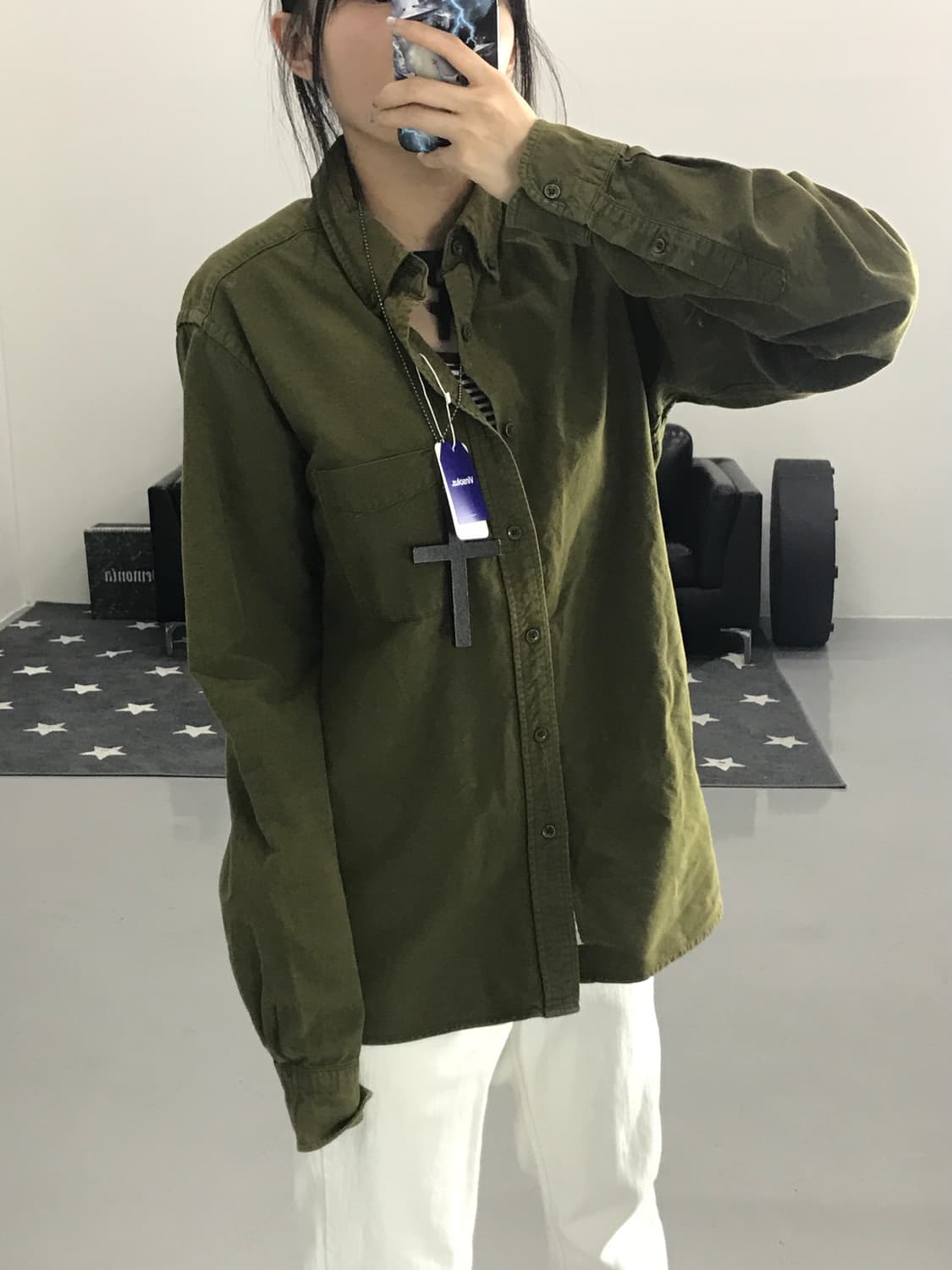  빔즈 카키 셔츠 상품이미지2