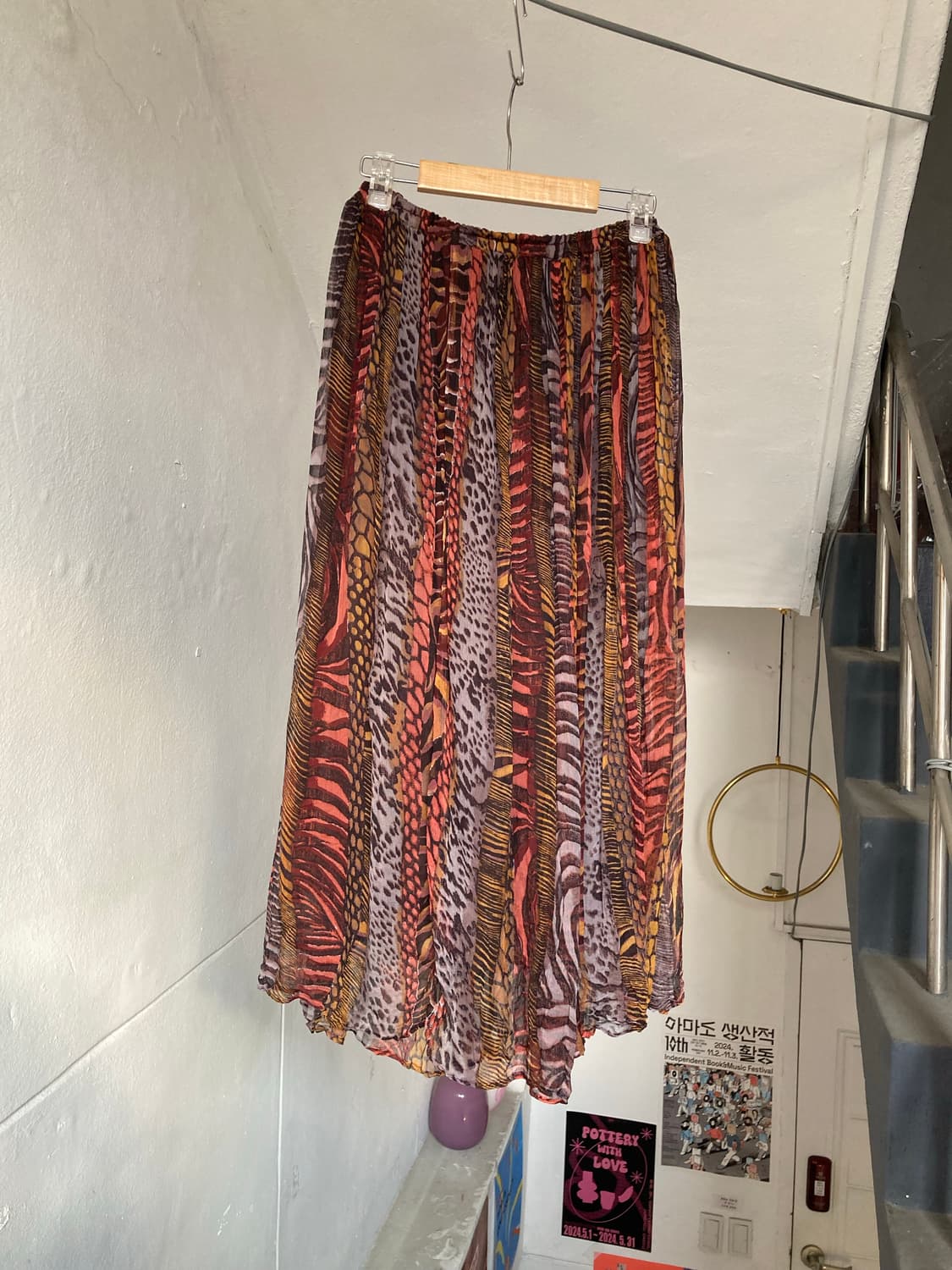 호피 실크 플리츠 롱 스커트 상품이미지6