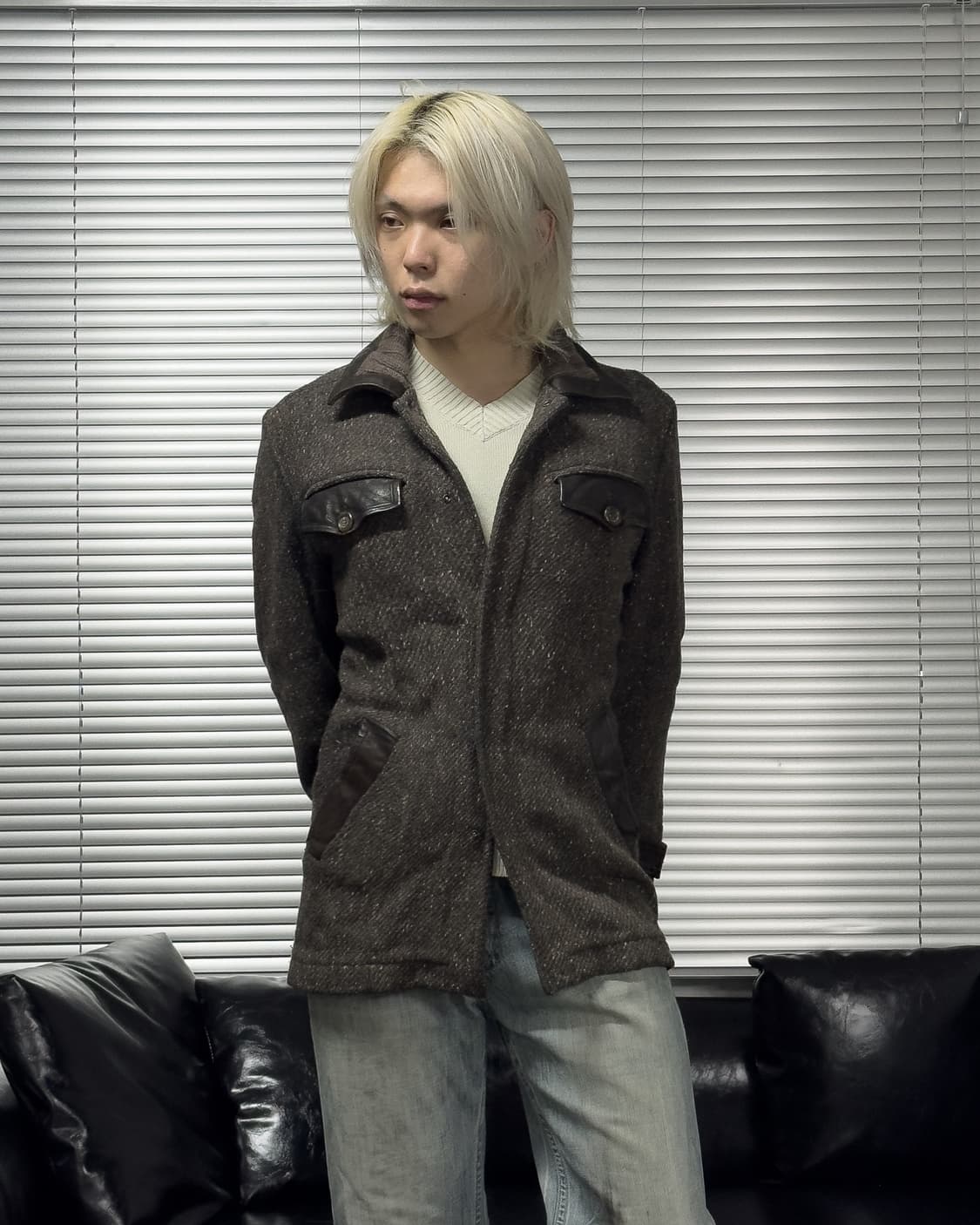 {D&G} Knit Collar Leather Wool Jacket 상품이미지1
