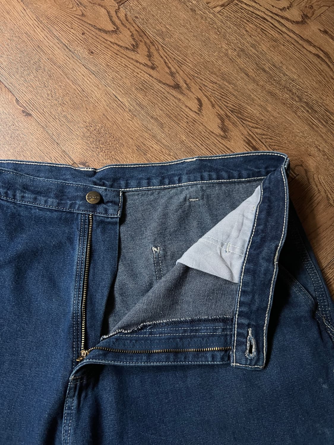 [38]칼하트 USA 더티워싱 싱글니 카펜터 워크 데님 팬츠 상품이미지3