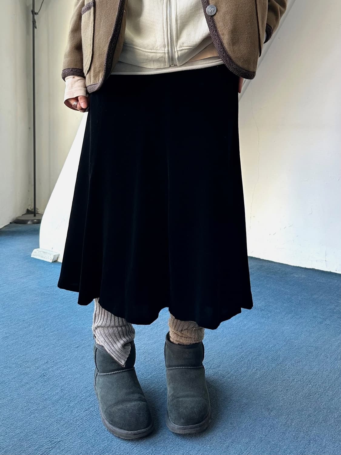 Cupro velour banded loose skirt 상품이미지2