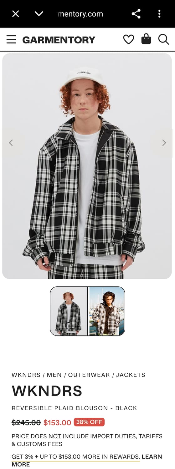 실측 XL 위캔더스 리버서블 양면 체크 플레이드 블루종 자켓 WKNDRS 상품이미지1