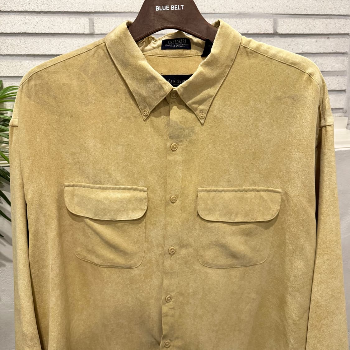 VAN HEUSAEN 반 휴센 웰메이드 스웨이드셔츠 투포켓 디테일 엘로우 상품이미지4