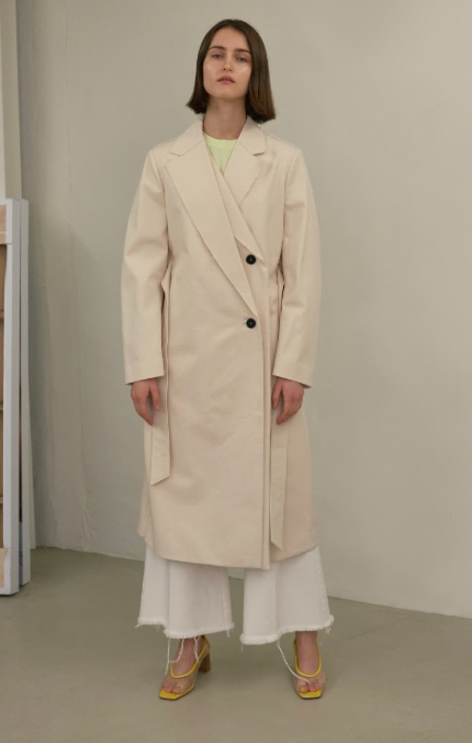 RECTO 렉토 FRAYED HEM OVERLAP COAT 상품이미지6