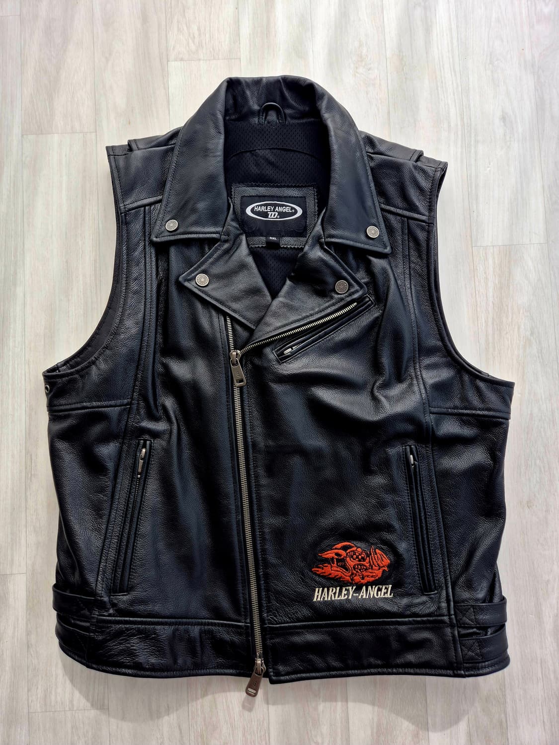 할리엔젤 가죽 라이더 조끼 바이크 조끼 베스트 상품이미지1