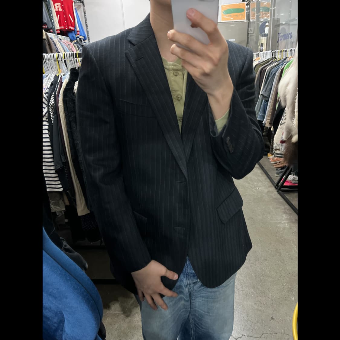 LANVIN 랑방 2B 스트라이프 울 실크 블레이저 자켓 상품이미지5
