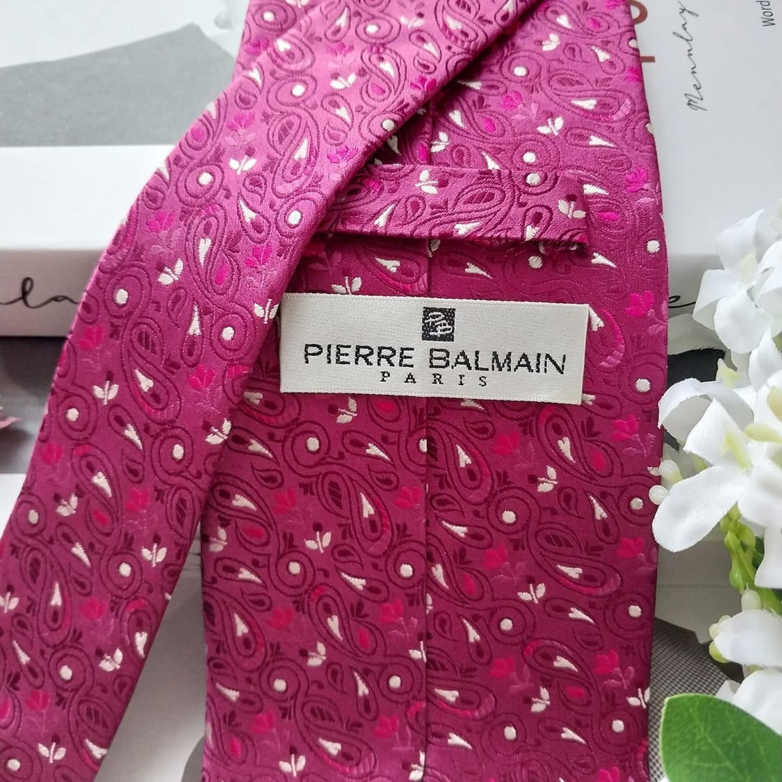 발망 실크 핑크&퍼플 페이즐리 패턴 넥타이 9.7cm A+등급 K1577 상품이미지8