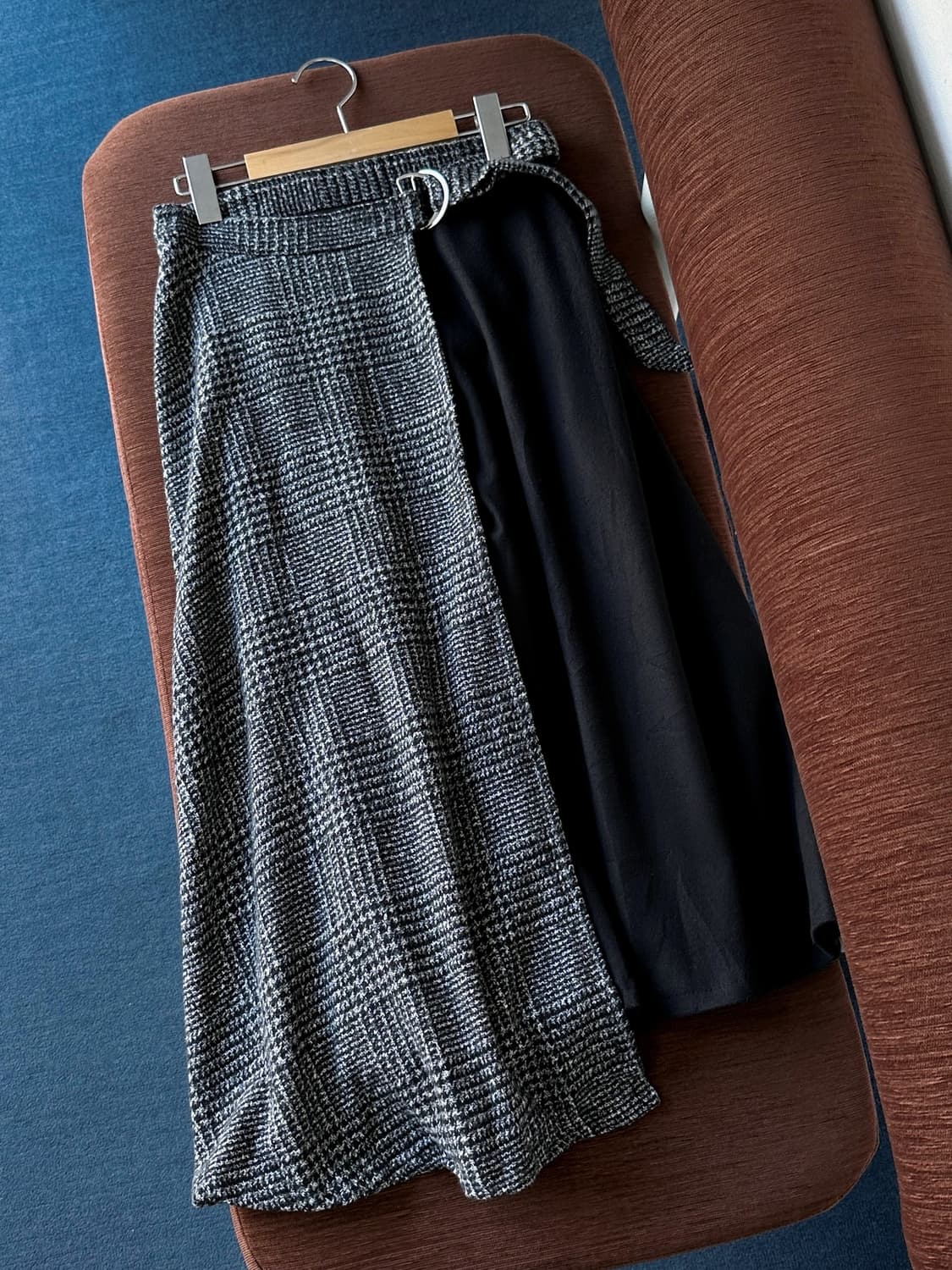 Tweed fabric wrap panel loose skirt 상품이미지2