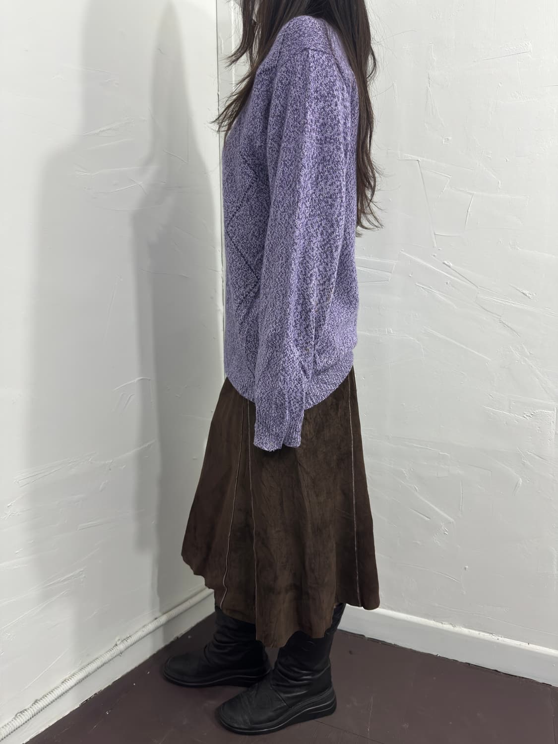 suede line detail midi skirt 상품이미지4