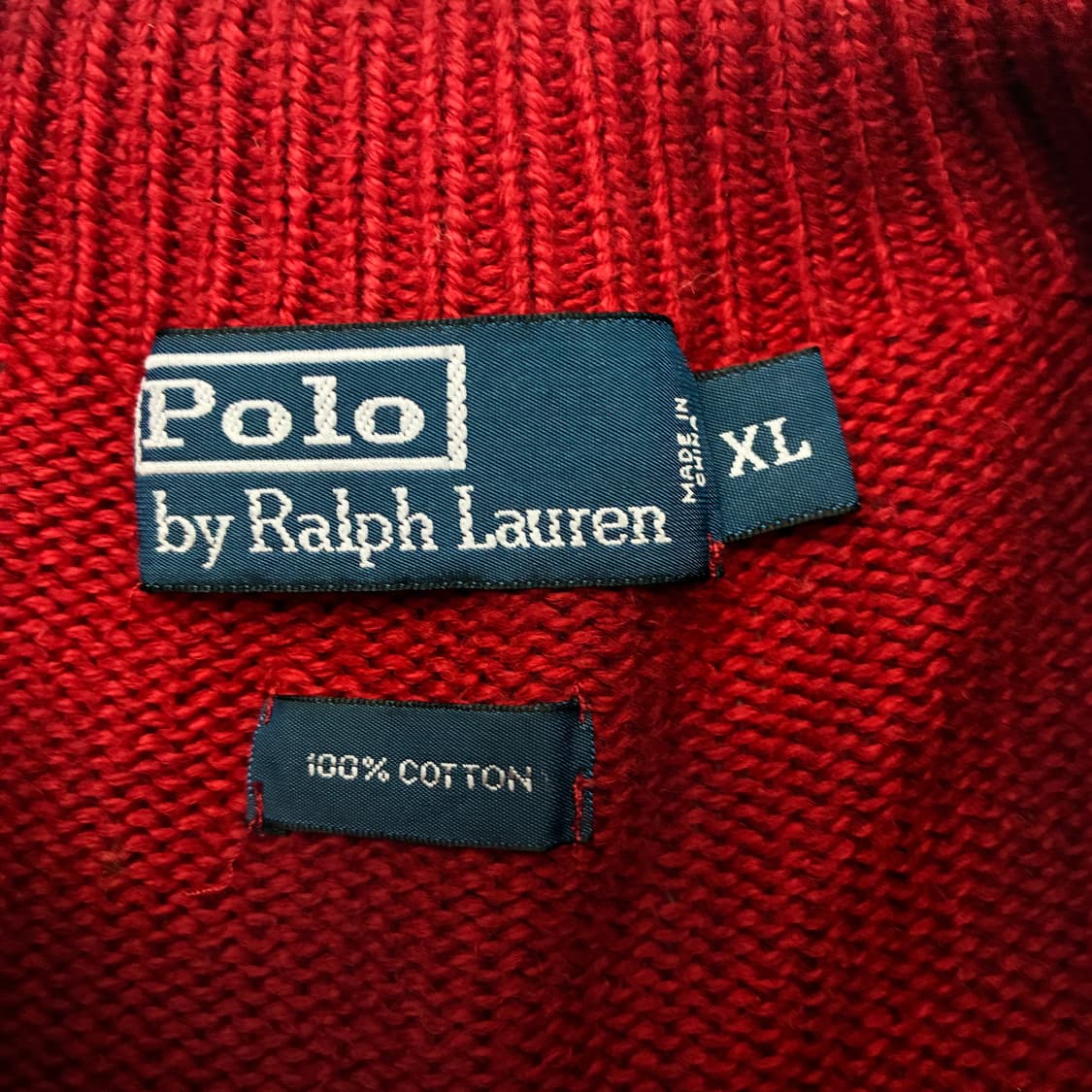 Polo  폴로 랄프로렌 자수 레드 코튼 반집업 니트 상품이미지3