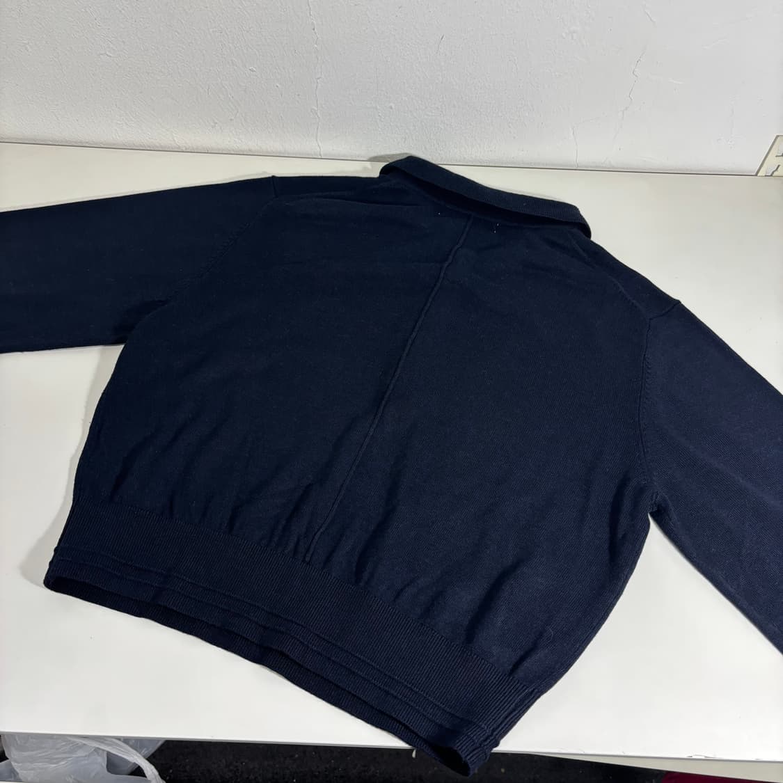 우먼M 제너럴아이디어 다크네이비 카라 반집업니트 상품이미지3