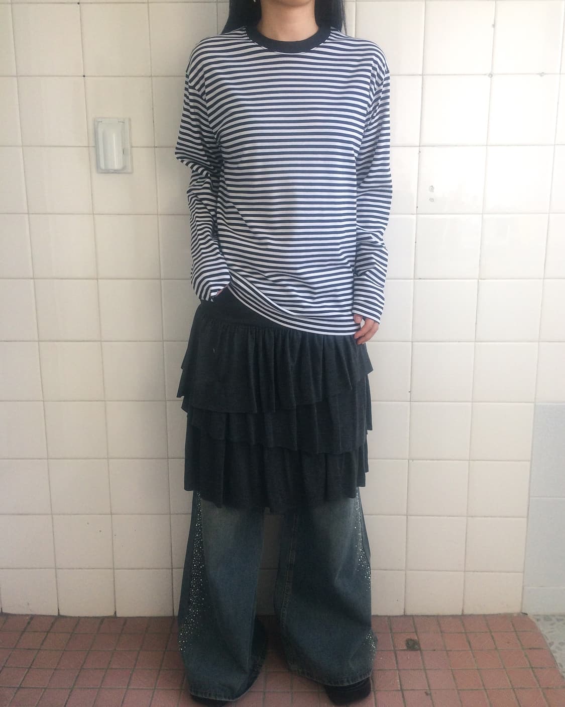 Stripe pattern sleeve 상품이미지1