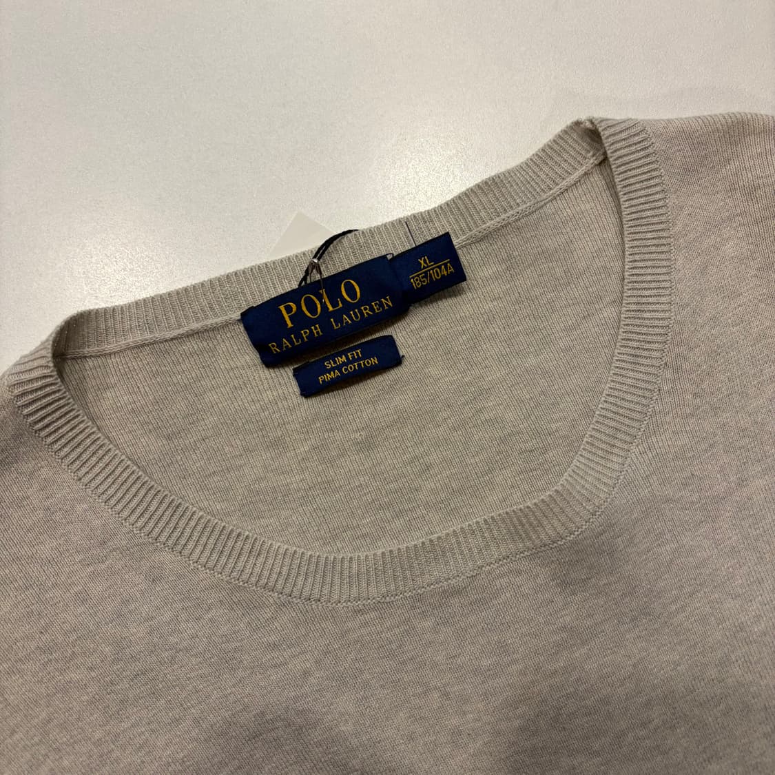 [XL] 폴로 랄프로렌 피마코튼 슬림핏 베이지 니트 스웨터 C871 상품이미지4