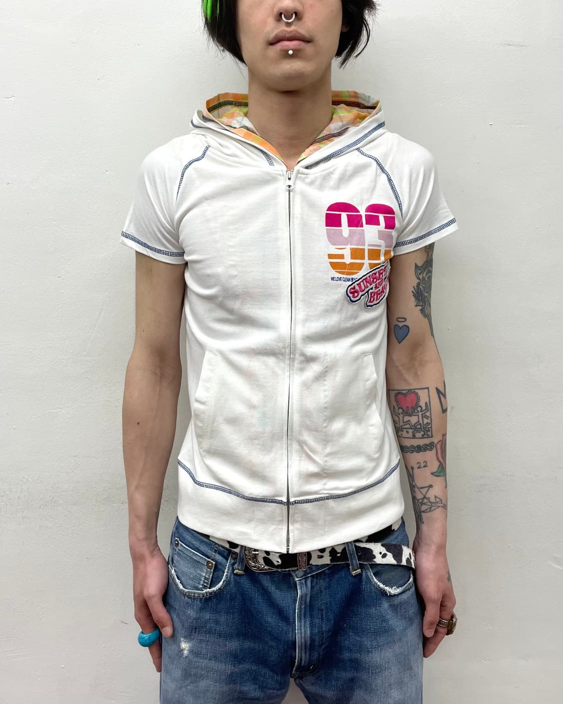 Hawaiian Layered Checkered Hooded T 상품이미지1