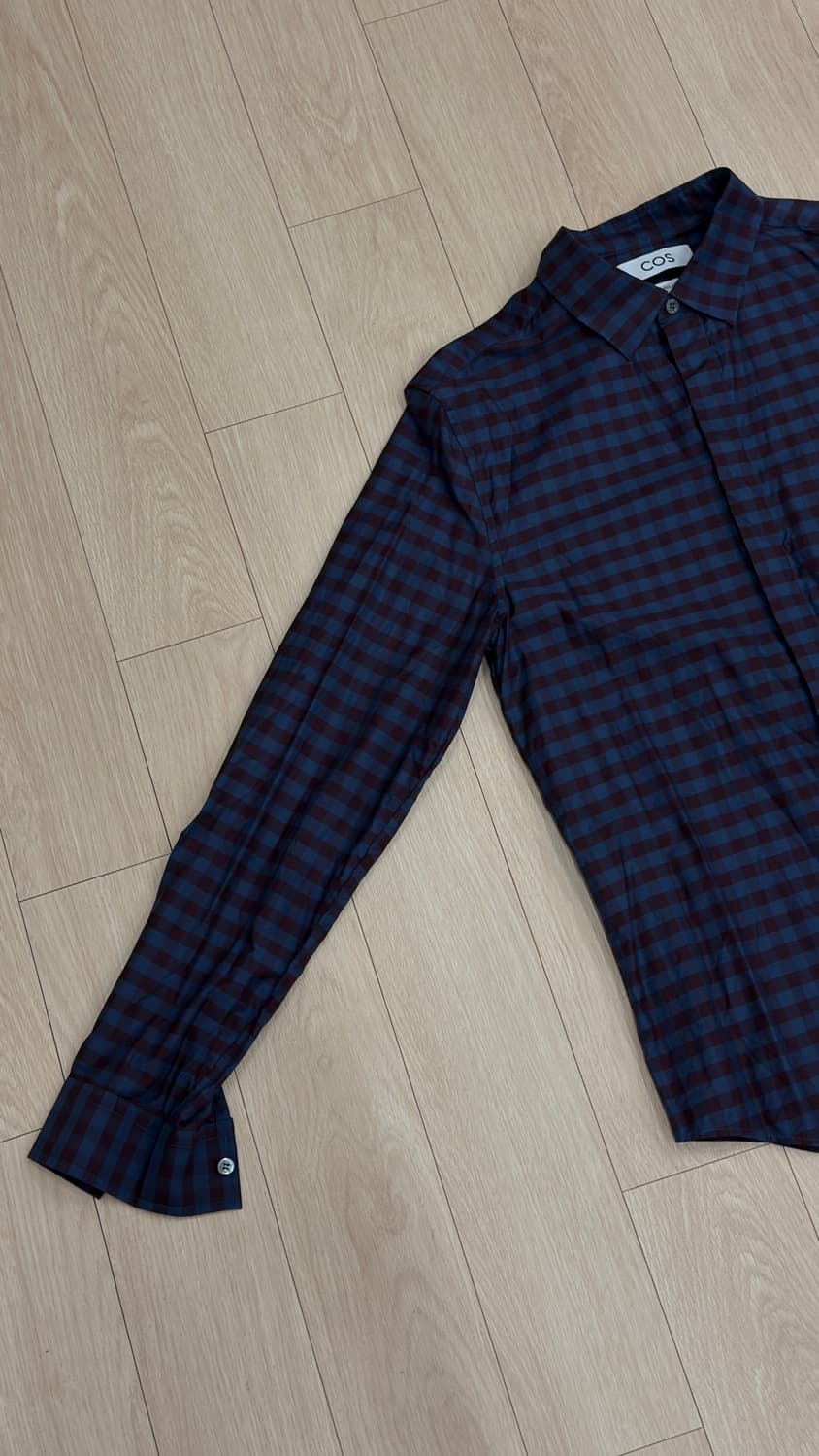 COS 남성 체크 셔츠 버건디/블루 S 사이즈 상품이미지3
