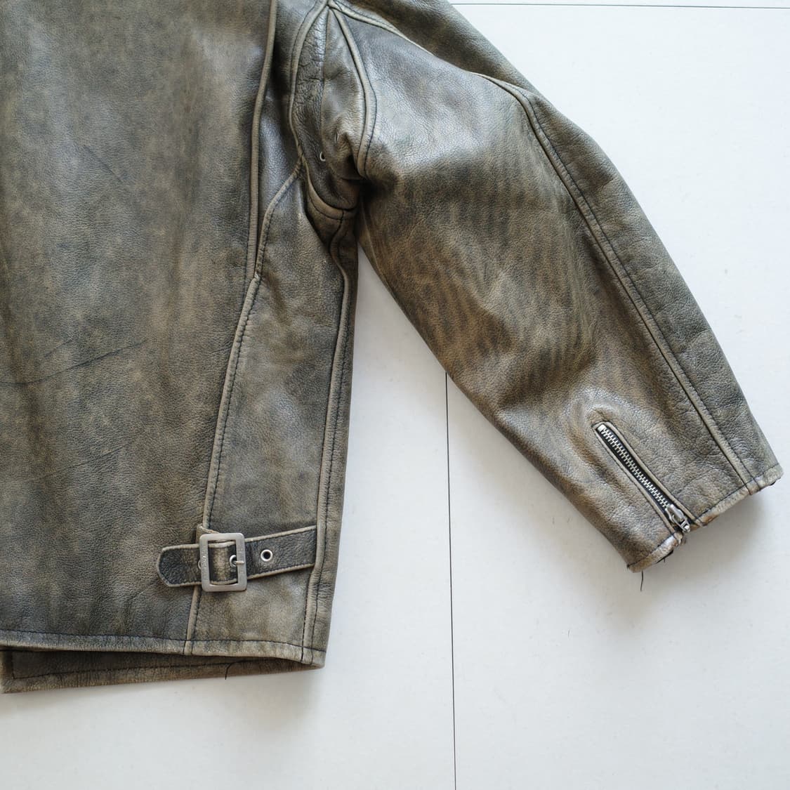 90s RBC 빈티지 가죽 라이더 스포츠 자켓 브라운 XL 상품이미지8