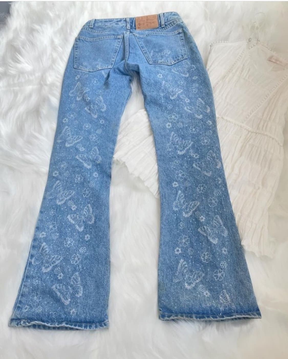빈티지 나비 버터플라이 보헤미안 페어리 부츠컷 데님 팬츠 상품이미지2