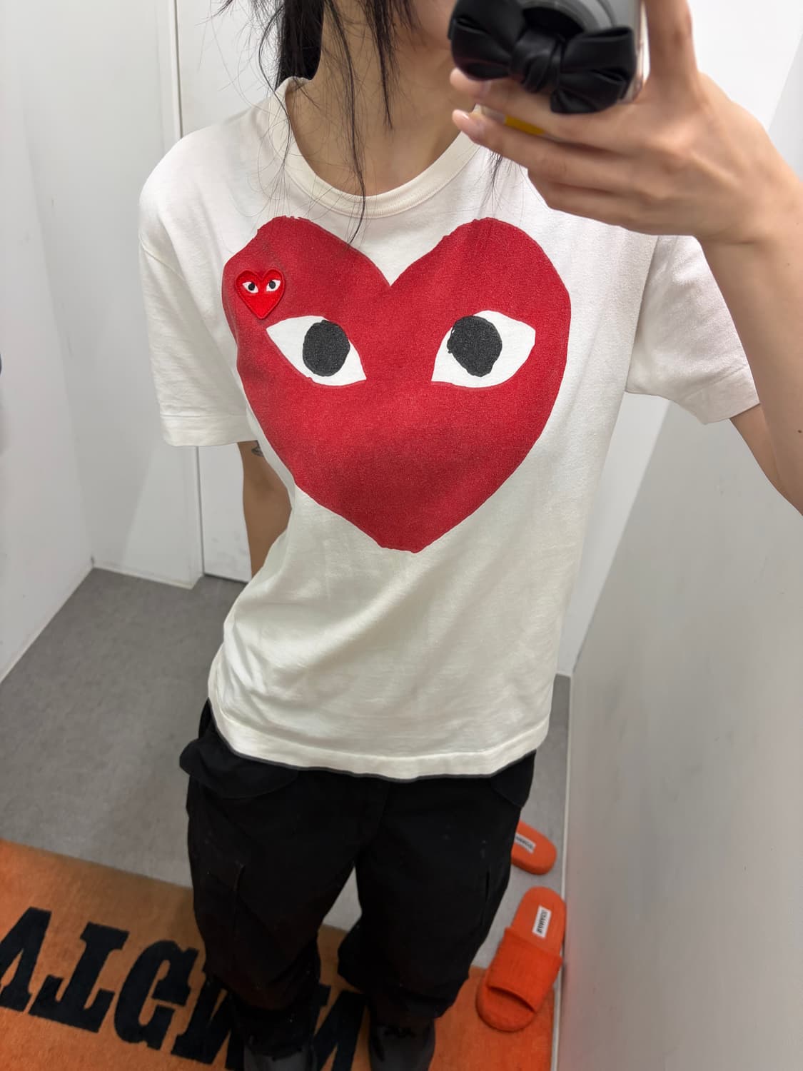 꼼데가르송 플레이 더블 하트 로고 반팔티 상품이미지5