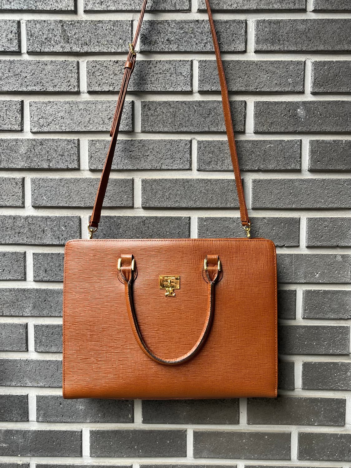 (더스트백)90s COURREGES 꾸레쥬 브리프케이스 라지 브라운 상품이미지3