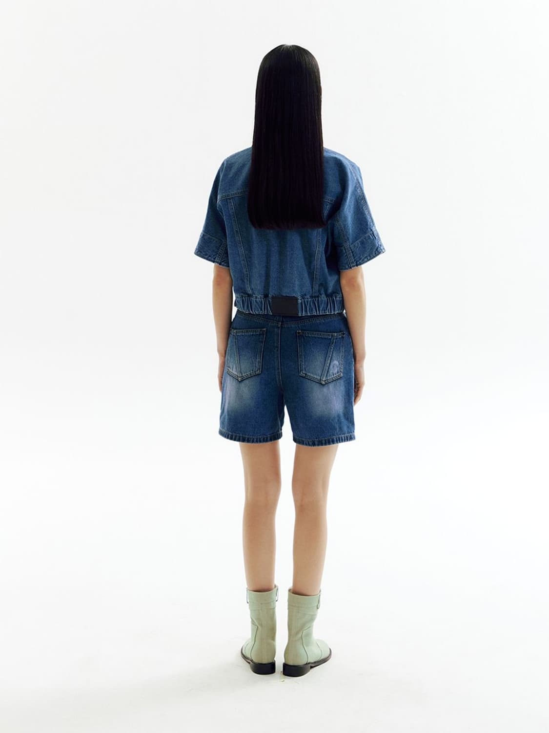 CHOWOO 프리미엄 데님셔츠 빈티지 웨스턴 크롭 트러커 청자켓 상품이미지4