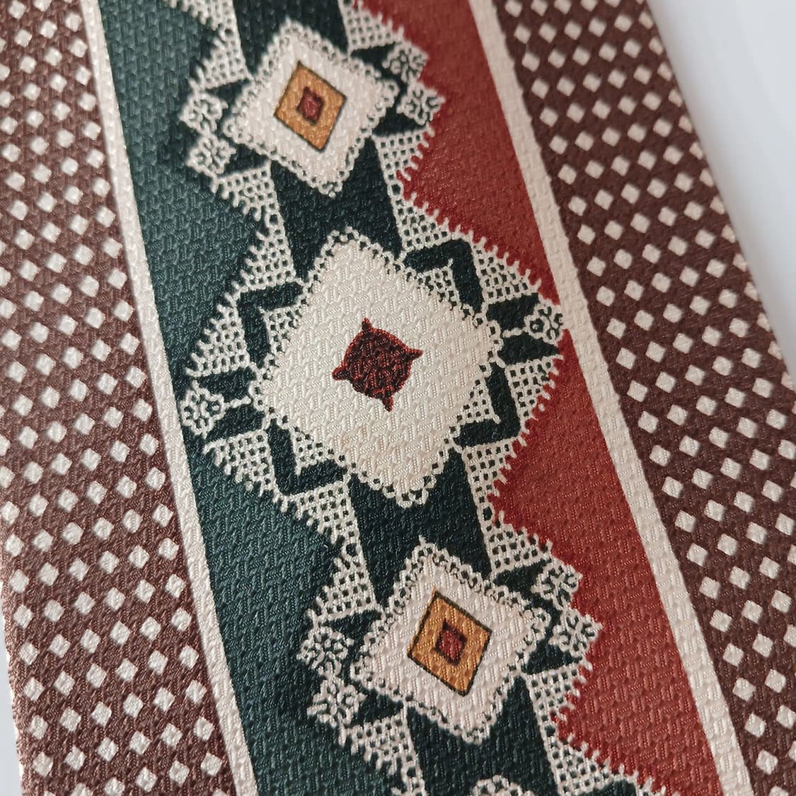 아쿠아스큐텀 실크 브라운 지오메트릭 넥타이 9.5cm A등급 A19143 상품이미지6