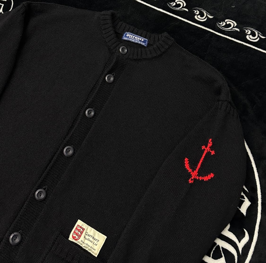 46)건지 울른스 피셔맨 울 가디건 블랙 상품이미지1