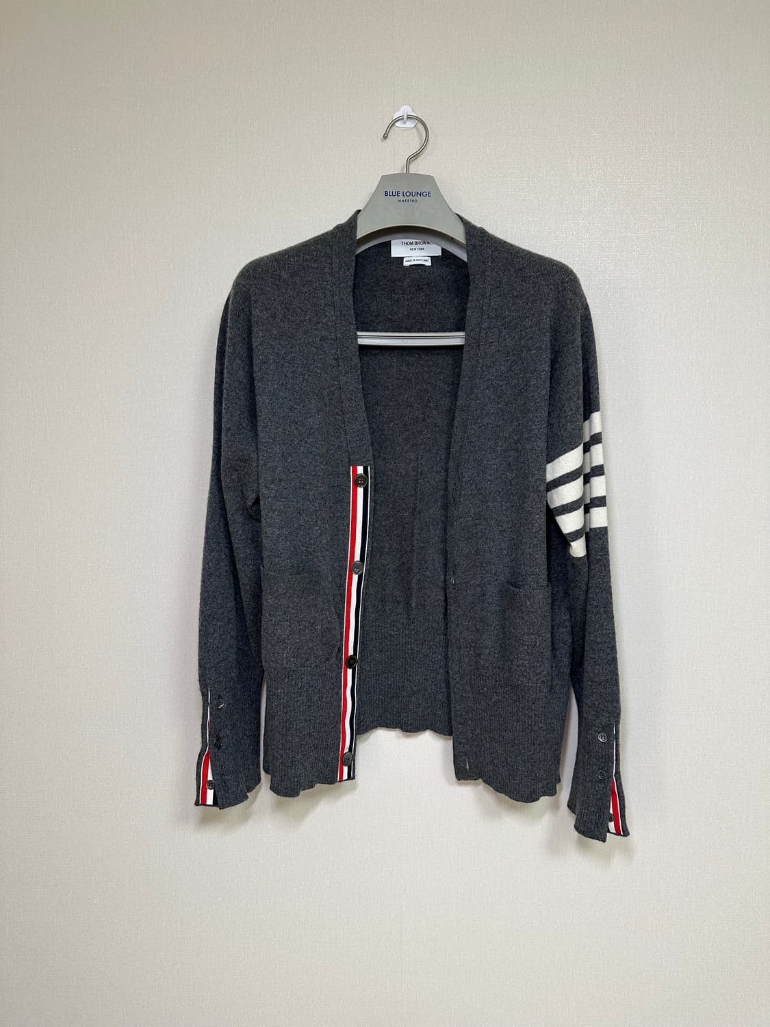 [3size] 톰브라운 캐시미어 가디건 그레이 상품이미지1