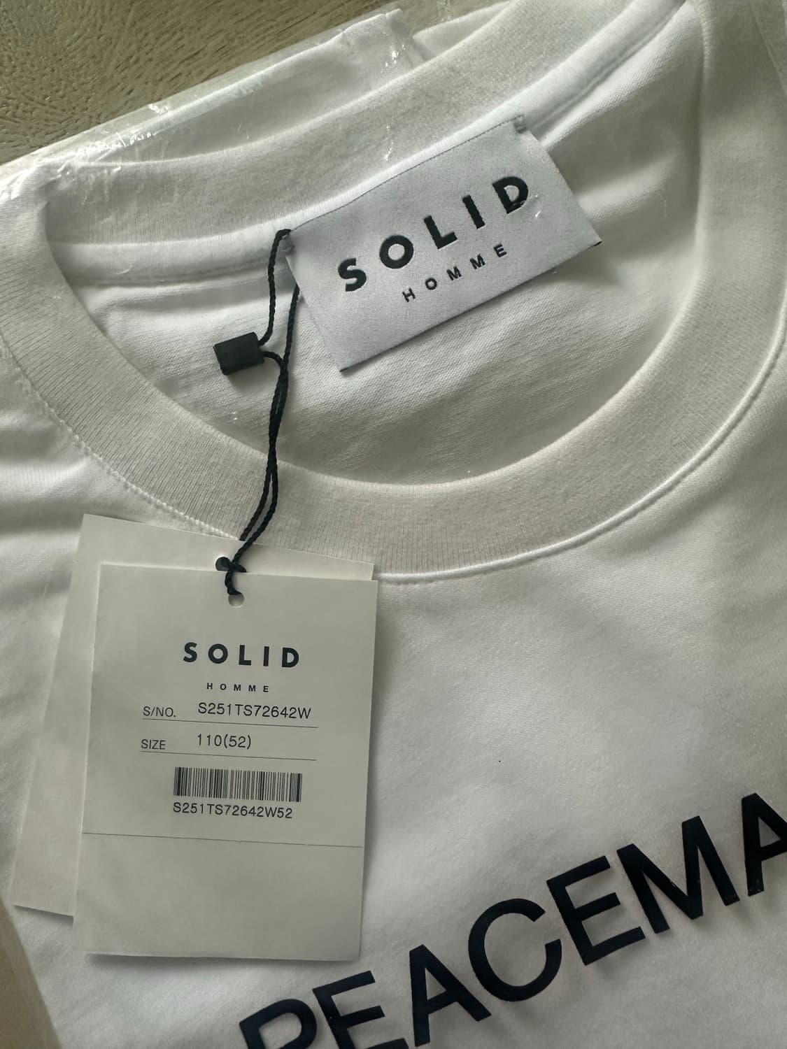 솔리드옴므 25ss 화이트 디어 백로고 반팔 티셔츠 52사이즈 상품이미지4