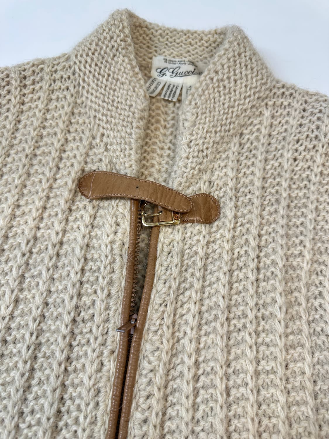 80’s 구찌 알파카 울 더플 롱코트 가디건 42 상품이미지3