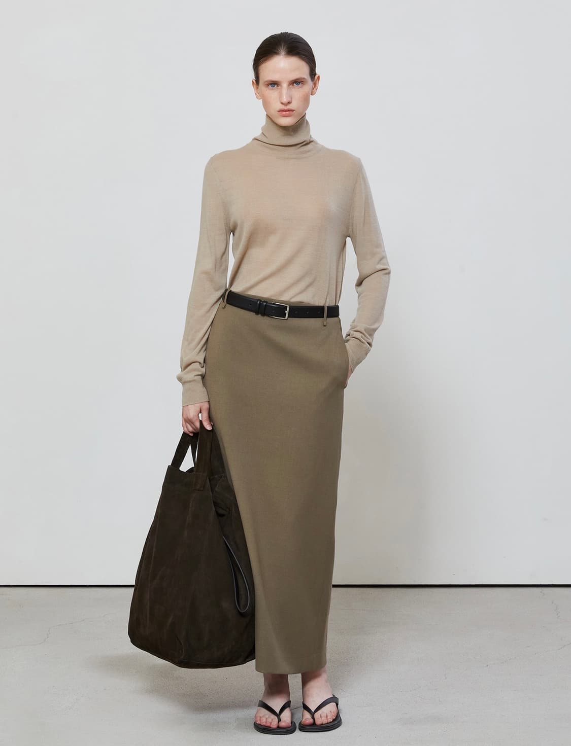 NOTIA 노티아 스탠다드핏 롱스커트 카키 M 상품이미지2